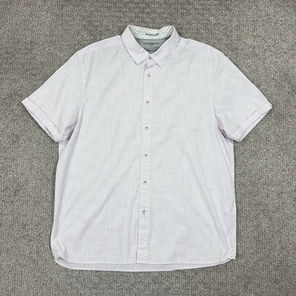 Ted Baker Shirt Men 2XL Purple Polka Dot Cotton Button Casual Summer Capsule